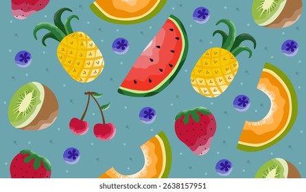 Cute mix fruits pattern background vector design