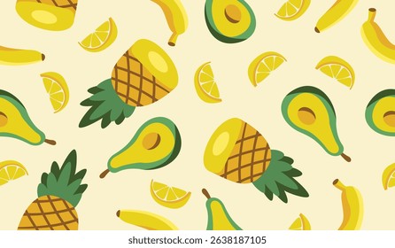 Cute mix fruits pattern background vector design