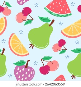 Cute mix fruits pattern background vector design