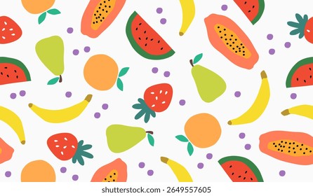 Diseño de Vector de fondo de patrón de frutas de mezcla linda