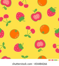Cute mix fruits pattern vector background