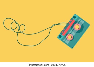 Cute Mix Tape With Yellow Background Design Fitting For People Who Love Retro Illustration. It Can Be Use As Wallpaper Or Background. It Also Can Use As Icon Or Symbol 