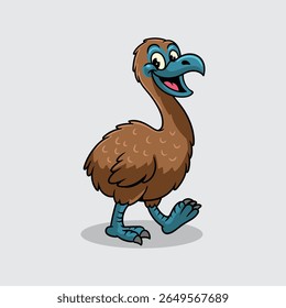 Moa pássaro animal extinto mascote personagem em vetor ilustração de desenhos animados