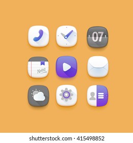 Cute mobile iterface icons. Yellow