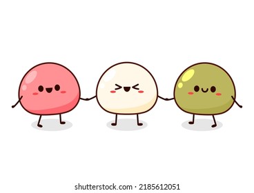 Cute Mochi cartoon vector. Mochi icon vector. Japanese rice dessert.