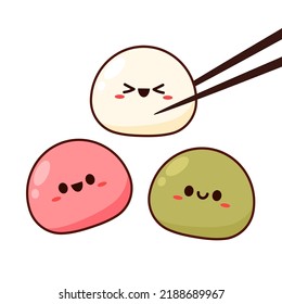 Cute Mochi cartoon vector. Mochi icon vector. Japanese rice dessert.
