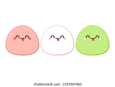 Cute Mochi cartoon vector. Mochi icon vector. Japanese rice dessert.