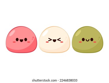Cute Mochi cartoon vector. Mochi icon vector. Japanese rice dessert.