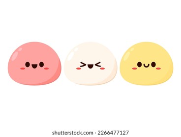 Cute Mochi cartoon vector. Mochi icon vector. Japanese rice dessert.