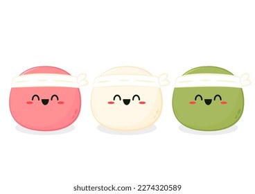 Cute Mochi cartoon vector. Mochi icon vector. Japanese rice dessert.
