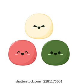 Cute Mochi cartoon vector. Mochi icon vector. Japanese rice dessert.