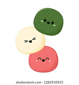 Cute Mochi cartoon vector. Mochi icon vector. Japanese rice dessert.