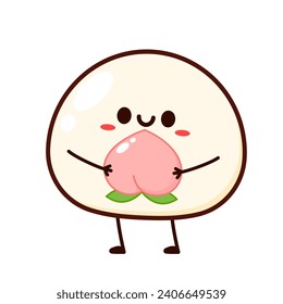 Cute vector de dibujos animados Mochi. Vector de iconos de Mochi. Postre de arroz japonés.