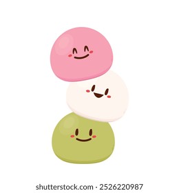 Lindo Vector de dibujos animados Mochi. Vector de ícono de Mochi. Postre de arroz japonés.