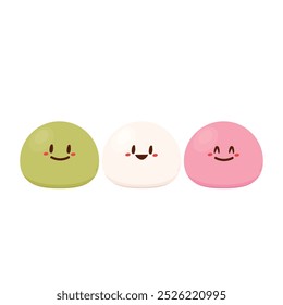 Cute Mochi cartoon vector. Mochi icon vector. Japanese rice dessert.