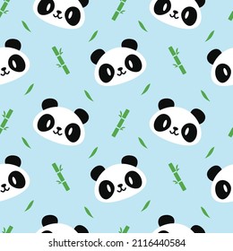 Patrón sin Maravilla de Mochi Panda Cute : Bambú, hojas