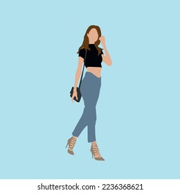 Cute model girl with a tiny handbag