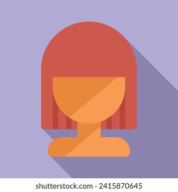 Cute model wig icon flat vector. Trend attractive head. Artist lady