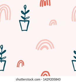 Cute modern abstract vintage pattern in scandinavian style. Pastel nursery wallpaper with simple shapes. Vector EPS and jpg image, clipart, editable isolated details.