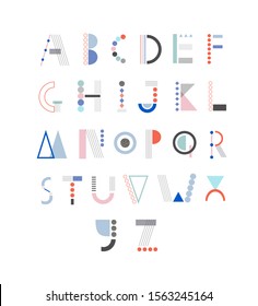Cute and modern alphabet with geometric elements