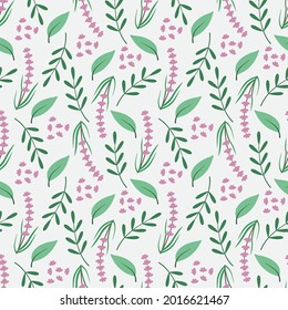 Cute modern botanical floral and leaves seamless pattern for fabric fashion pattern, backdrop, wallpaper, wrapping paper.