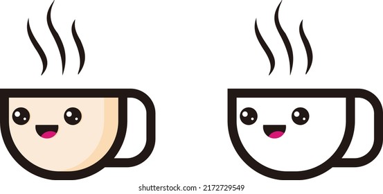 
cute and modern coffee cup character illustration vector