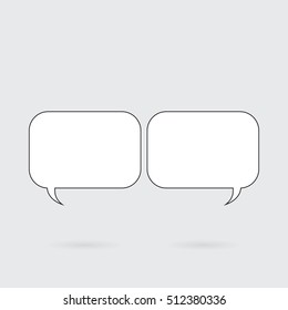 Cute modern design of the simple text boxes as a conversation.
White text boxes with cute black border on light gray background.