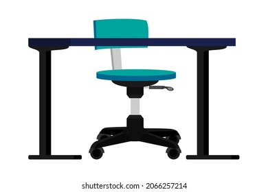 Cute modern desk with table and modern chair for home office isolated