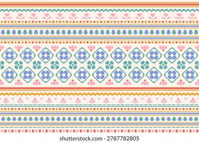 Cute Modern Ethnic Geometric Border Fabric Pattern