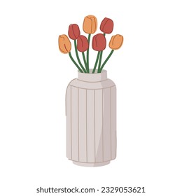 Cute modern flower vase with tulips.