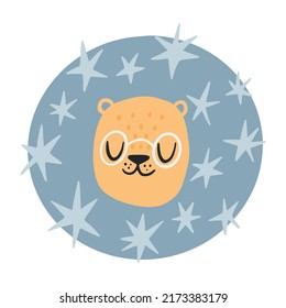Cute modern lion with stars. Vector illustration