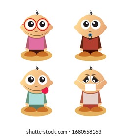 Cute modern minimalis design vector concept collection for doll, comic, cartoon character collection
