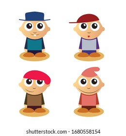 Cute modern minimalist design vector concept collection for doll, comic, cartoon character collection