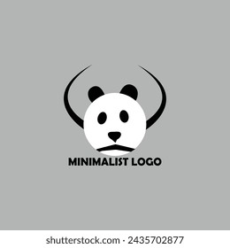 Cute Modern  panda Head Vector  Logo Design