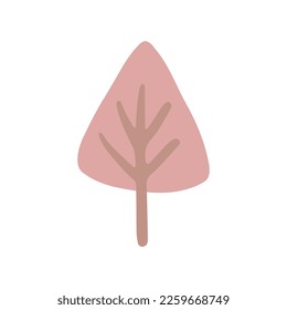 Cute modern pink tree. Boho vector illustration