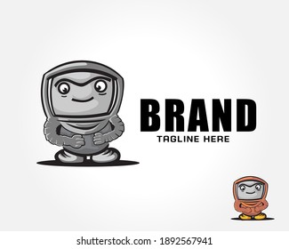 cute modern robot logo design inspiration illustration
