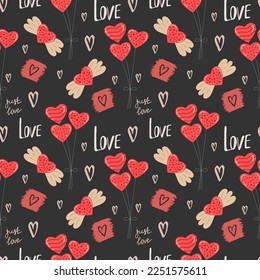 Cute modern seamless pattern for Valentine's Day. Vector illustration.