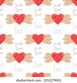 Cute modern seamless pattern for Valentine's Day. Vector illustration.