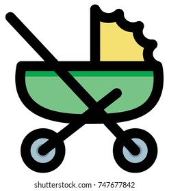 
Cute and modern style of baby carriage funny vector cartoon illustration

