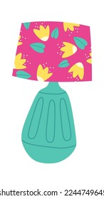 Icono plano de la lámpara de mesa moderna. Interior. Ilustración del vector