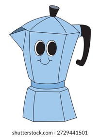 Cute Moka Pot Coffee Maker Cartoon Illustration