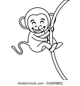 cute mokey cartoon icon vector illustration graphic design