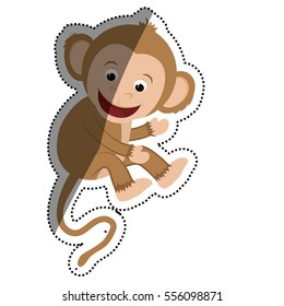 cute mokey cartoon icon vector illustration graphic design