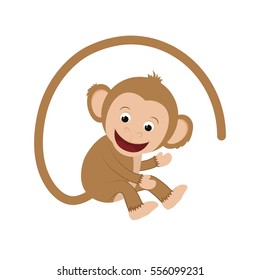 cute mokey cartoon icon vector illustration graphic design