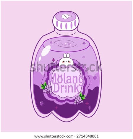 Cute Molang Character Grape Flavored Juice Drink Illustration
