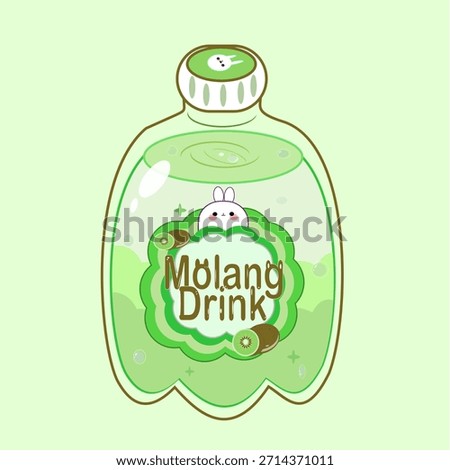 Cute Molang Character Kiwi Flavored Juice Drink Illustration