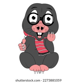 cute mole animal cartoon graphic