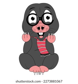 cute mole animal cartoon graphic