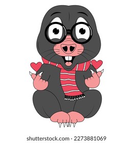 cute mole animal cartoon graphic