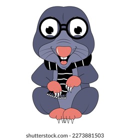cute mole animal cartoon graphic